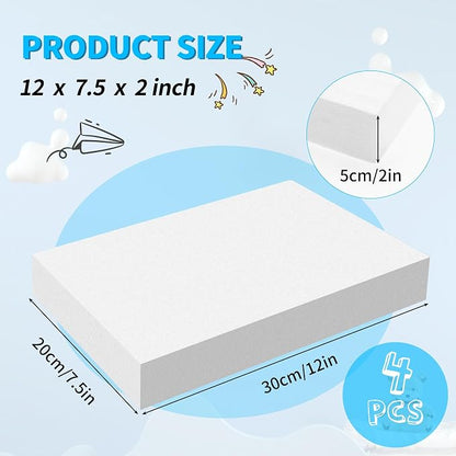 LuckyFoam White 4 Pack 12x7.5x2 inch Foam Sheets 2 Inch Thick Polystyrene - Image 2