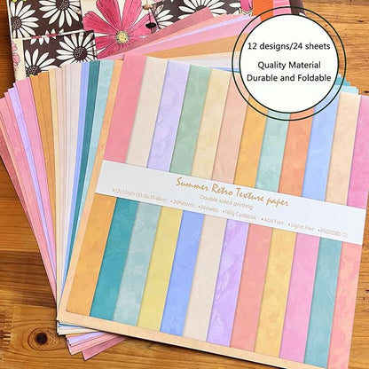 Scrapbook Paper 12x12 Solid Colors, 24 Sheets Earth Tones Crafting Papers - Image 5