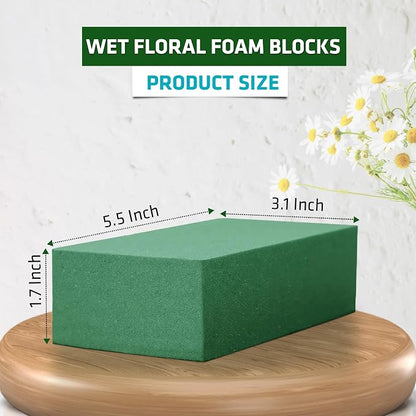 3 PCS Wet Floral Foam Blocks for Fresh Flowers, Each Green Foam for Flower - Image 2