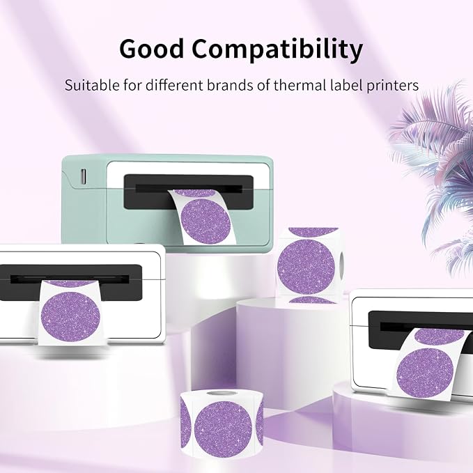 1.5" Holographic Direct Thermal Label Stickers, Round Printable Thermal Printer - Image 3
