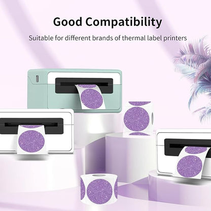 1.5" Holographic Direct Thermal Label Stickers, Round Printable Thermal Printer - Image 3