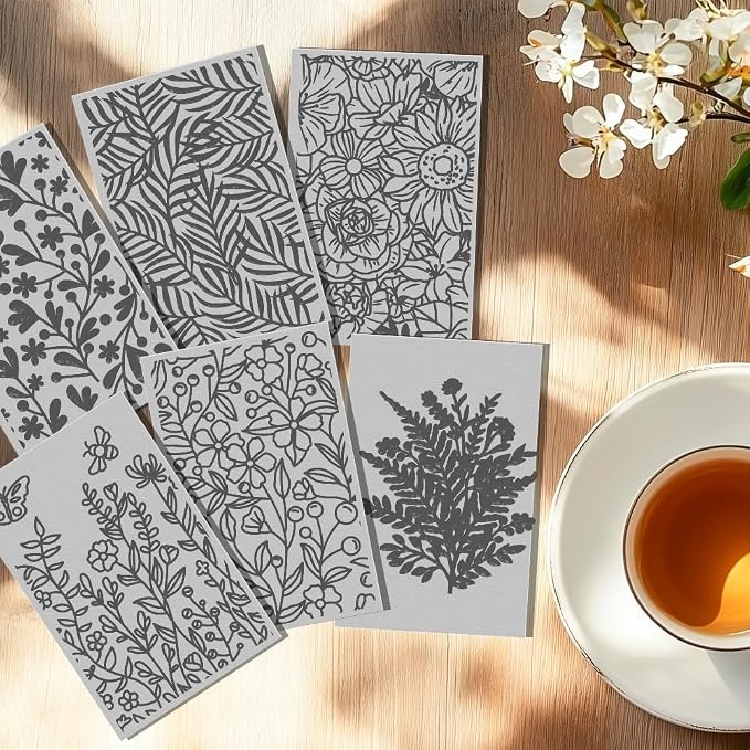 6 PCS Polymer Clay Texture Sheets Plants Clay Texture Mat - Image 3