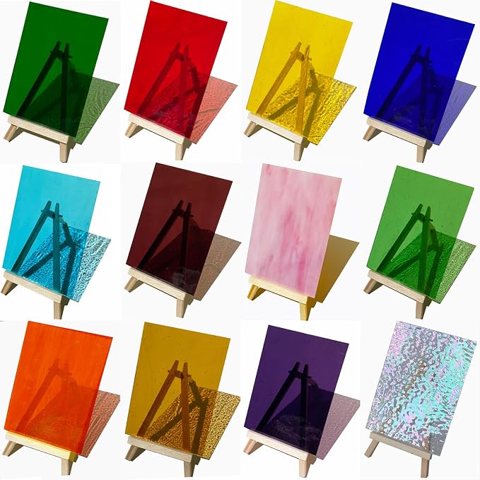 ILLUCKAI 12 Sheets Rainbow Transparent Stained Glass Sheet, 4 x 6 inch - Image 2