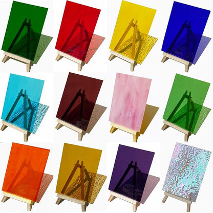 ILLUCKAI 12 Sheets Rainbow Transparent Stained Glass Sheet, 4 x 6 inch - Image 2