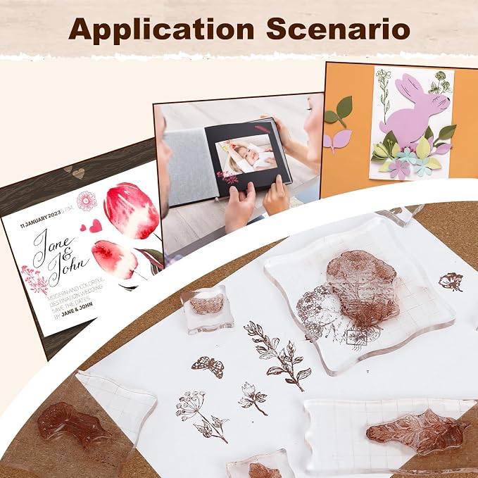 UCEC 8 Sheets Clear Stamps Set, Vintage Plants Flower Rubber Silicone Stamps - Image 7