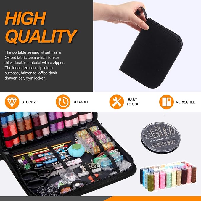 Rustark 217Pcs Sewing Kit with Portable Bag, Premium Sewing Supplies Kit - Image 3