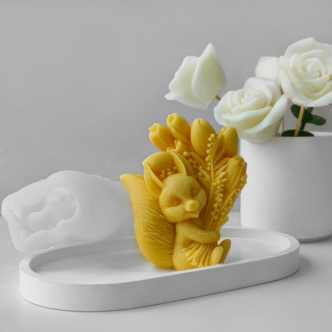 Squirrel Tulip Candle Resin Mold - Image 6