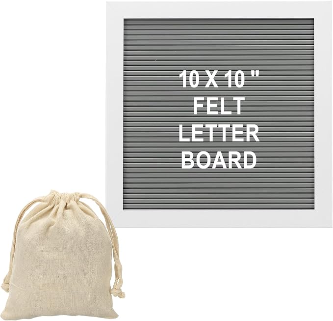 PATIKIL Felt Letter Board, 10x10Inches Gray White Wooden Changeable Message by PATIKIL