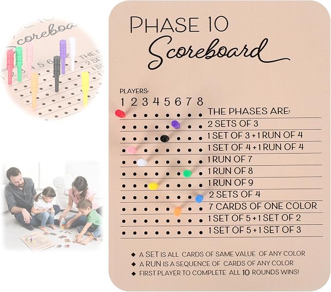 Phase 10 Score Board, Wooden Phase 10 Scoreboard, Phase 10 Score Sheets by Unknown