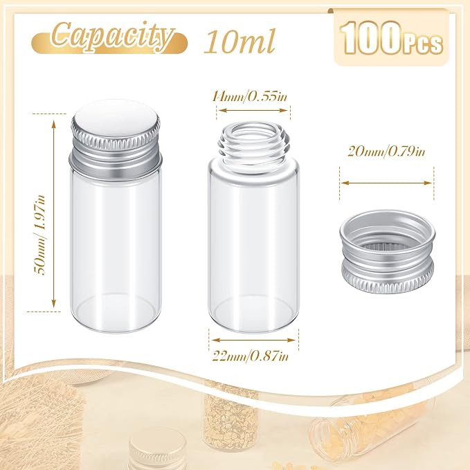 100 Pcs Small Clear Vials Spice Mini Jars - Image 2