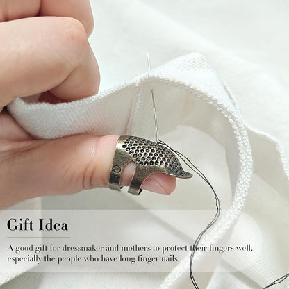 FR 4 Pack Sewing Thimble Finger Protector, Adjustable Finger Metal Shield - Image 5