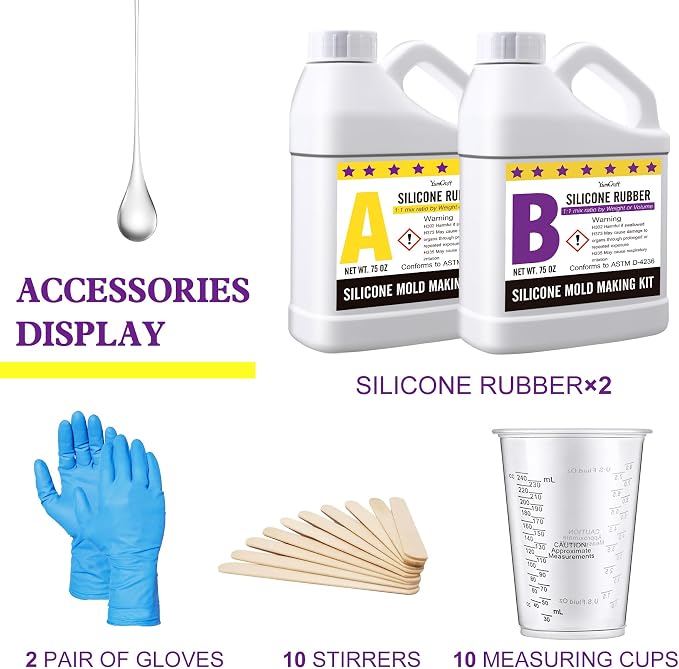 Silicone Mold Making Kit - 150oz Elastic Liquid Silicone Rubber - Image 2