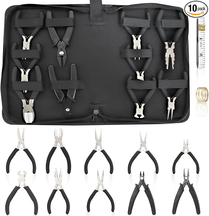 10 Pack Jewelry Pliers Set, Mini Pliers Set, Jewelry Making Include Flat by Fesorsi