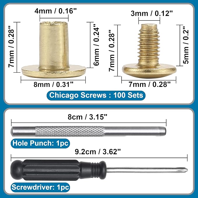 YORANYO 150 Sets 8MM Chicago Screws Leather Rivets - Image 2