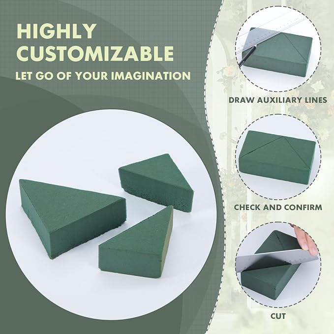 30 Pcs Floral Foam Blocks, 5.5"L x 3.1"W x 1.7"H Green Dry & Wet Flower Foam - Image 3