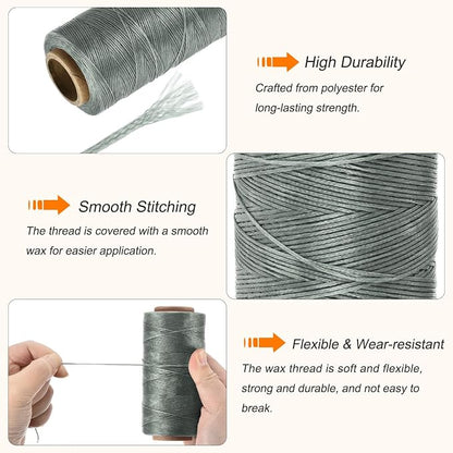 MECCANIXITY Waxed Thread, 284 Yard 0.8mm 150D Flat Wax Thread Polyester Waxed - Image 3