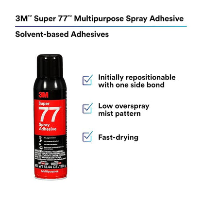 3M Super 77 Multipurpose Permanent Spray Adhesive Glue, Net Wt 13.44 oz - Image 8