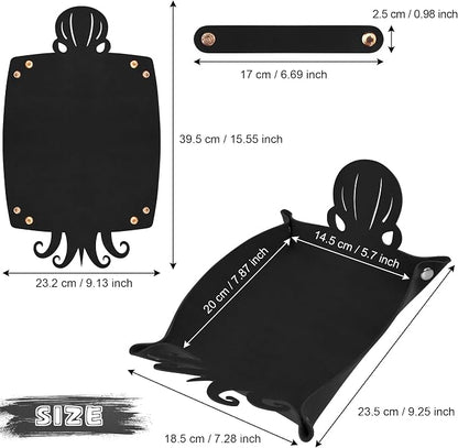 SIQUK 2 Pieces Octopus Dice Rolling Tray PU Leather Dice Mat Folding Scroll - Image 4