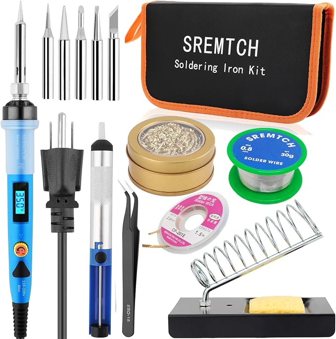 Electronics Soldering Iron Kit - 80W Digital LCD Solder Gun by HOME