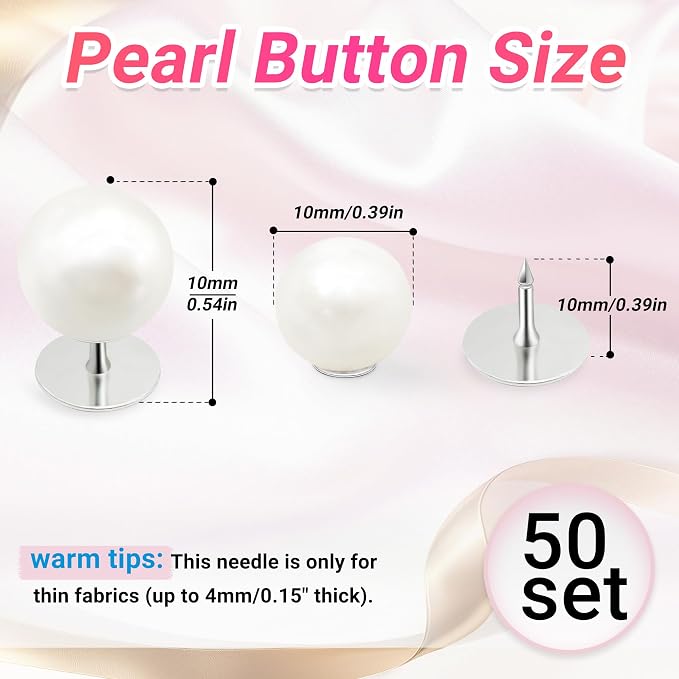 50 Sets Pearl Buttons No Sew Buttons - Image 2