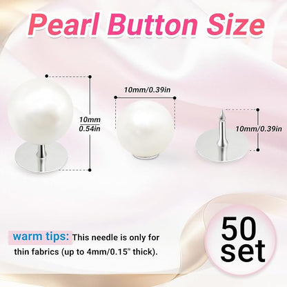 50 Sets Pearl Buttons No Sew Buttons - Image 2