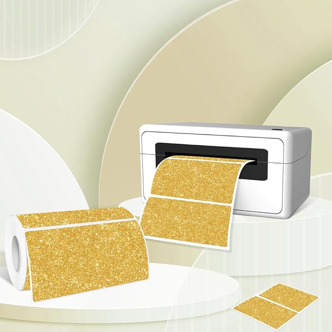 2" x 4" Glitter Gold Thermal Label Stickers, Waterproof Thermal Printer Sticker - Image 4