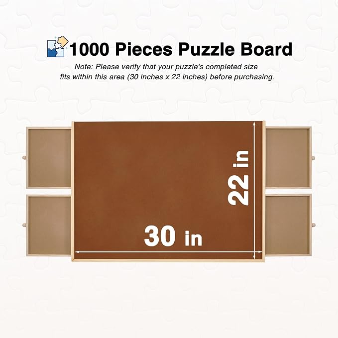 Tilting Puzzle Board with Drawers and Cover, 1000 Piece, Portable Wooden Jigsaw - Image 2