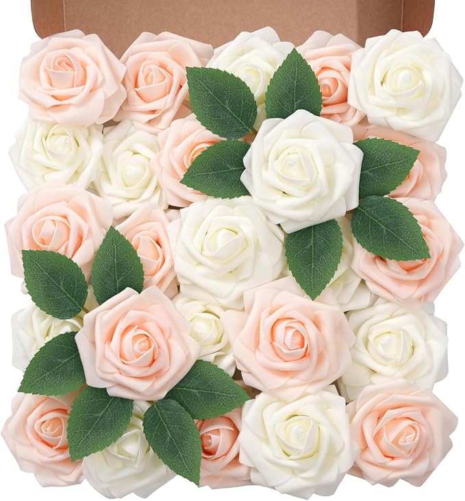 Artificial Flowers Foam Fake Roses 25pcs Mix Colors Roses by Unknown
