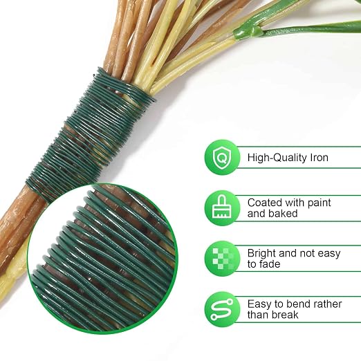PAXCOO Flexible 110 Yards Green Floral Paddle Wire - Image 3