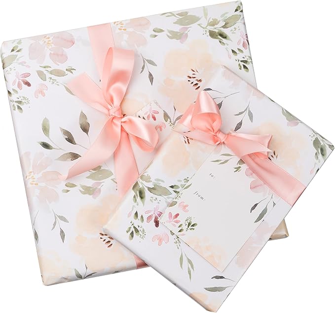 Itsy Belle Studio Floral Wedding Wrapping Paper sheets + Ribbon Set by ItsyBelleStudio