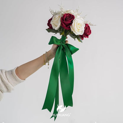 HUIHUANG Forest Green Ribbon 2 inch Double-Faced Forest Green Silk Fabric Ribbon - Image 5