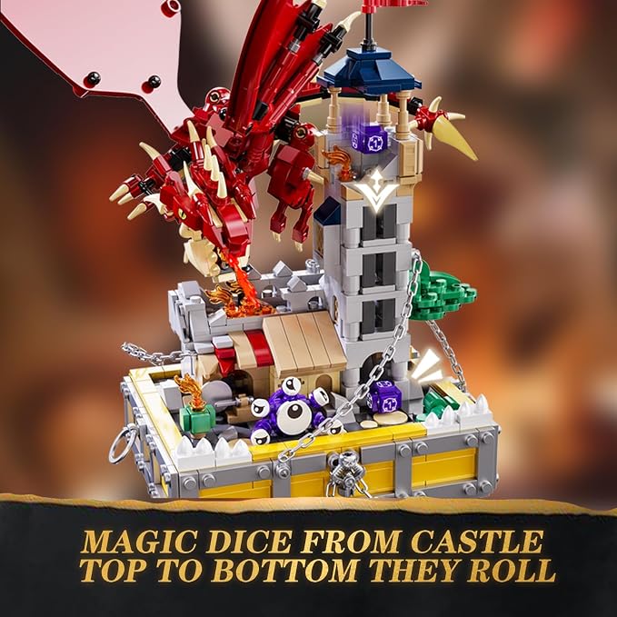 WINNER SPACE Medieval Dragons Castle Building Sets, Guarding Dice Tower Kits - Image 4