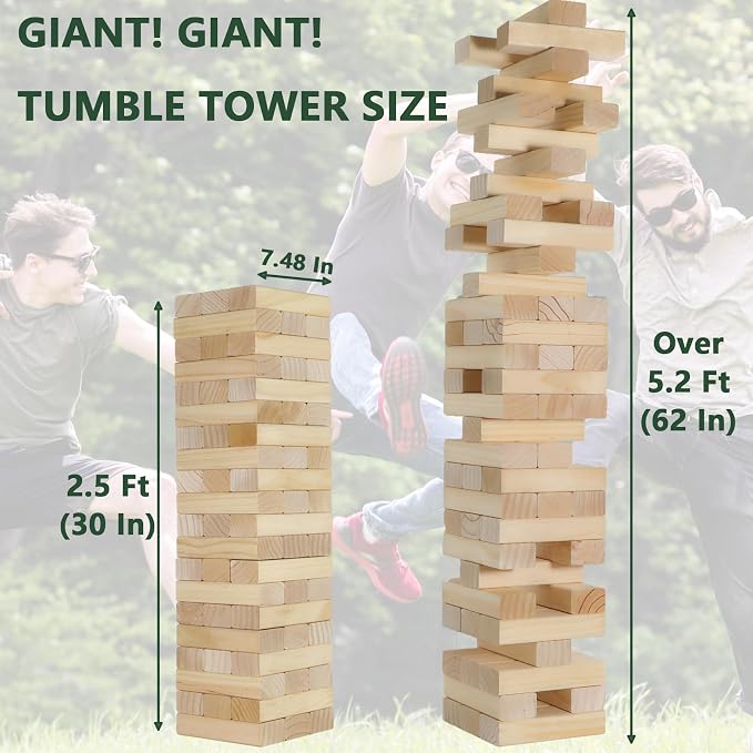 ApudArmis Giant Tumble Tower Stack to Over 5.2Ft, Classic Block Giant Outdoor - Image 2