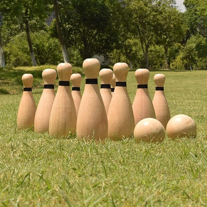 NI-ROU Outdoor Giant Lawn Bowling Games Rubber Wooden Lawn Set Fun Sports Games - Image 5