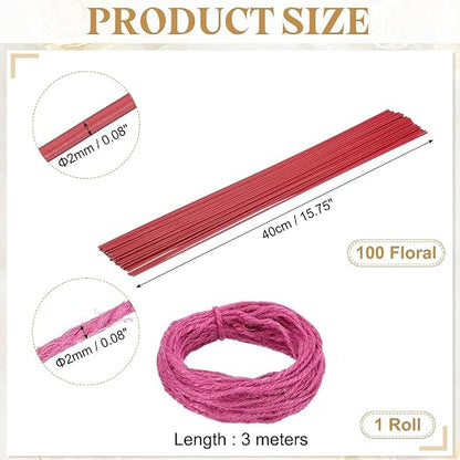 uxcell 100Pcs 2 Gauge Floral Wire, 15.75" Length Flower Stem Wires - Image 2