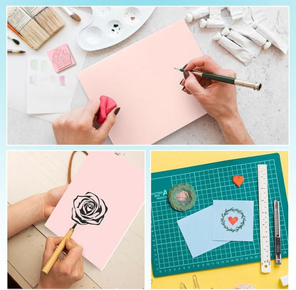 6 Pack 8''x10'' Pink Rubber Stamp Carving Blocks Soft Carving Blocks - Image 7