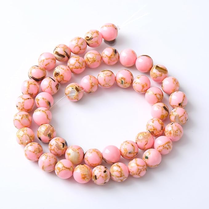 36PCS 10MM Natural Pink Shell Turquoise Beads - Image 5
