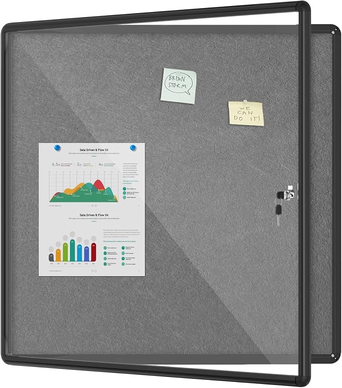 38"x38" Enclosed Bulletin Board, Lockable Weather-Resistant Aluminum Cork by MifuroOfficeProduct