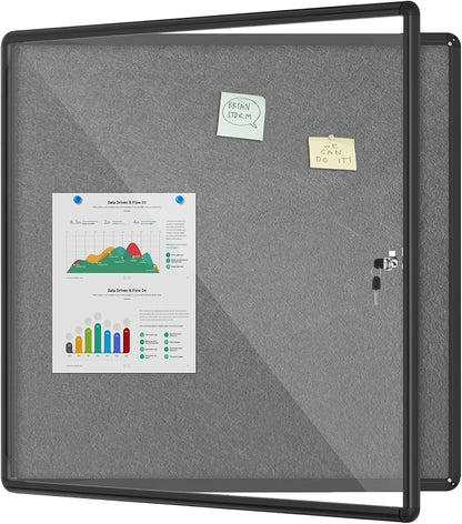 38"x38" Enclosed Bulletin Board, Lockable Weather-Resistant Aluminum Cork by MifuroOfficeProduct