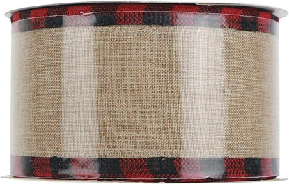 MEEDEE Burlap Christmas Ribbon Wired Burlap Ribbon 2.5 Inch 10 Yards Fall - Image 3