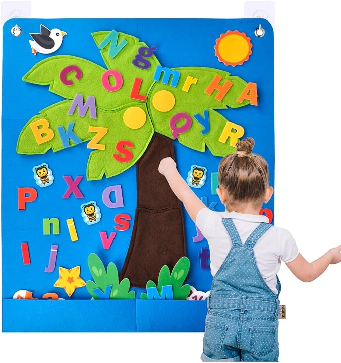 CHEFAN Felt Letter and Number Tree, Coconut Tree Alphabet Game, Felt Story by CHEFAN