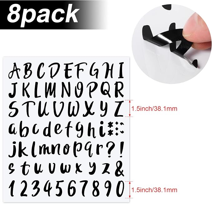 Outus 576 Pieces 8 Sheets Letters Stickers Self Adhesive Vinyl Letter Alphabet - Image 2