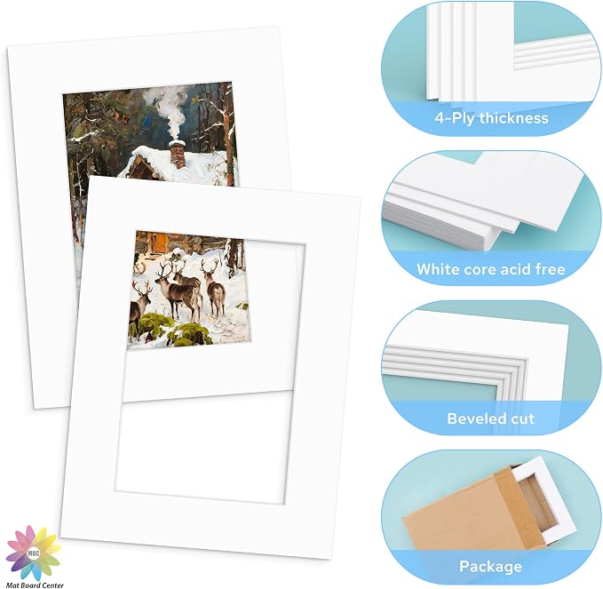 Mat Board Center, 12x16 White Mats - Image 3