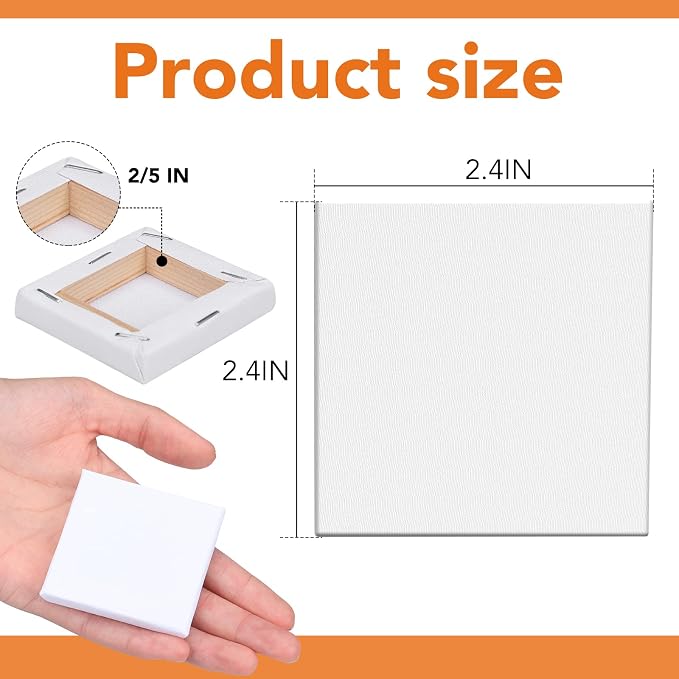 ESRICH Mini Stretched Canvas 20Pack 2.4x2.4inch, 2/5''Profile Art Primed - Image 2