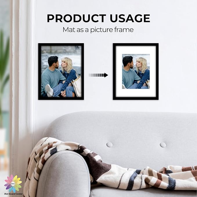 Mat Board Center, 11x14 for 8x10 White Picture Mat Sets - Image 6