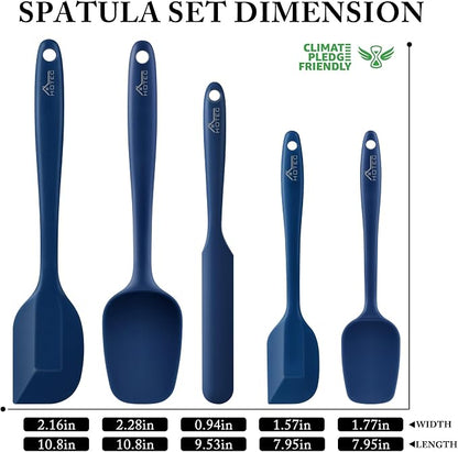 HOTEC 600℉ Heat Resistant BPA-Free Silicone Rubber Spatula Set, Kitchen Cooking - Image 2