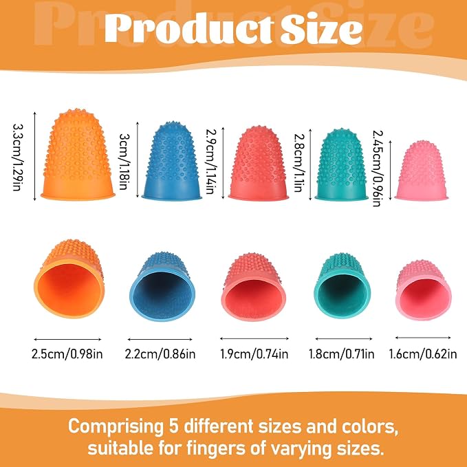 10 Pcs Thumb Thimble for Sewing, 5 Sizes Rubber Finger Thimbles, Reusable - Image 3