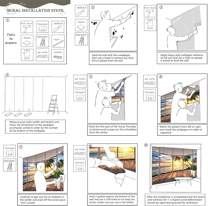 AFZEVEB-3D Landscape Wallpaper seafront verandahs Wall murals - Image 6