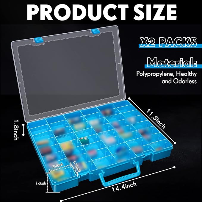 Juexica 2 Pcs Large 48 Grids Plastic Storage Bead Organizer Box, Tackle Box - Image 2