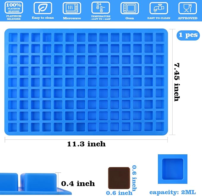 Sakolla 126 Cavities Square Candy Silicone Molds, Mini Silicone Molds - Image 2